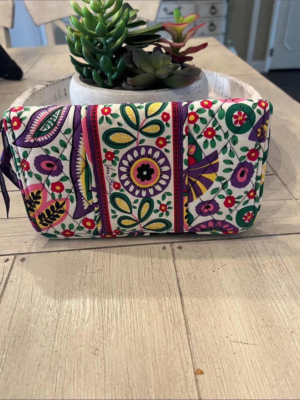 Vera Bradley Floral Quilted Wallet in Pink, Purple & Green - Picture 2 of 5